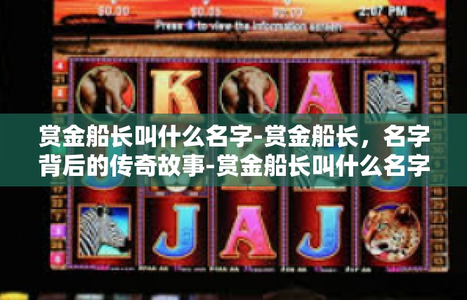 赏金船长叫什么名字-赏金船长，名字背后的传奇故事-赏金船长叫什么名字