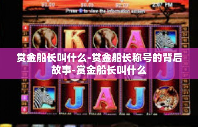 赏金船长叫什么-赏金船长称号的背后故事-赏金船长叫什么