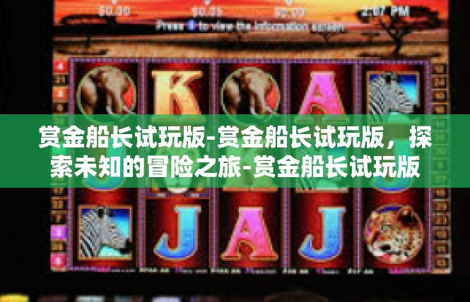赏金船长试玩版-赏金船长试玩版，探索未知的冒险之旅-赏金船长试玩版