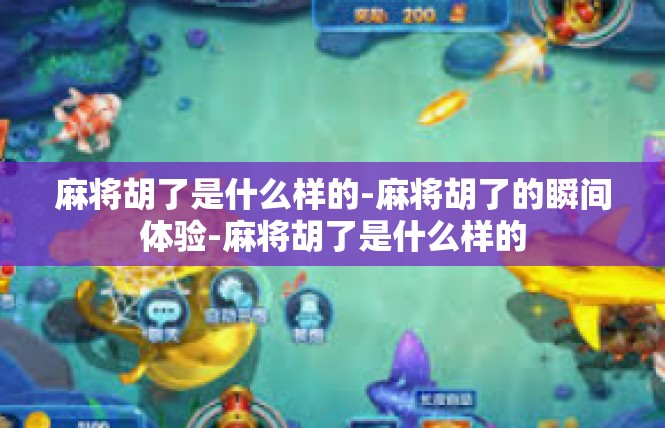 麻将胡了是什么样的-麻将胡了的瞬间体验-麻将胡了是什么样的