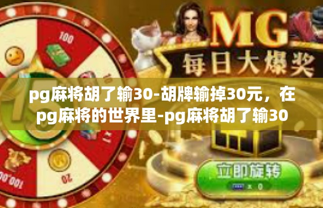 pg麻将胡了输30-胡牌输掉30元，在pg麻将的世界里-pg麻将胡了输30