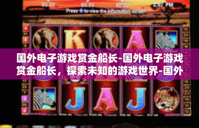 国外电子游戏赏金船长-国外电子游戏赏金船长，探索未知的游戏世界-国外电子游戏赏金船长